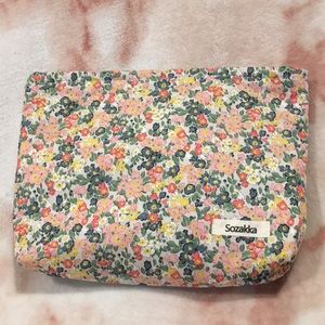 Spring Floral Clutch Purse or Cosmetic Bag NWT Cotton Canvas Zipper 10.5x8.5”